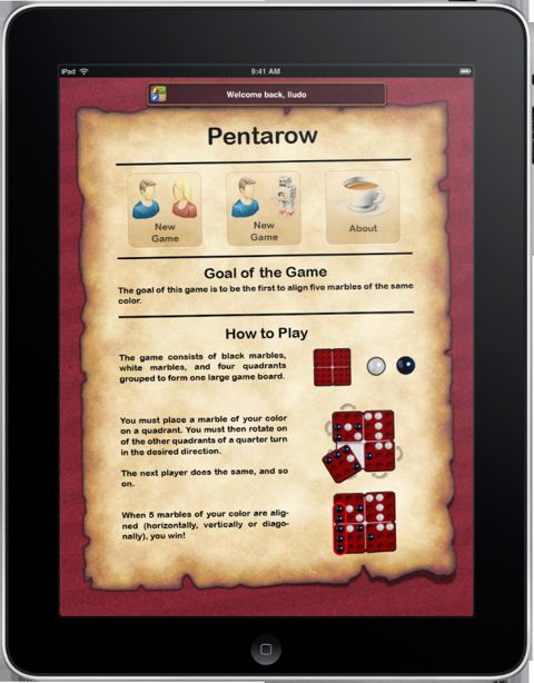 Pentarow board on iPad (original version)