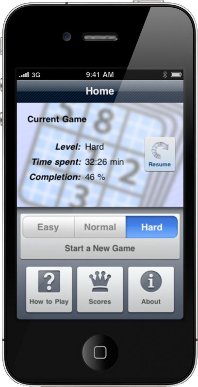 Sudoku Infinite game screen on iPhone (original version)